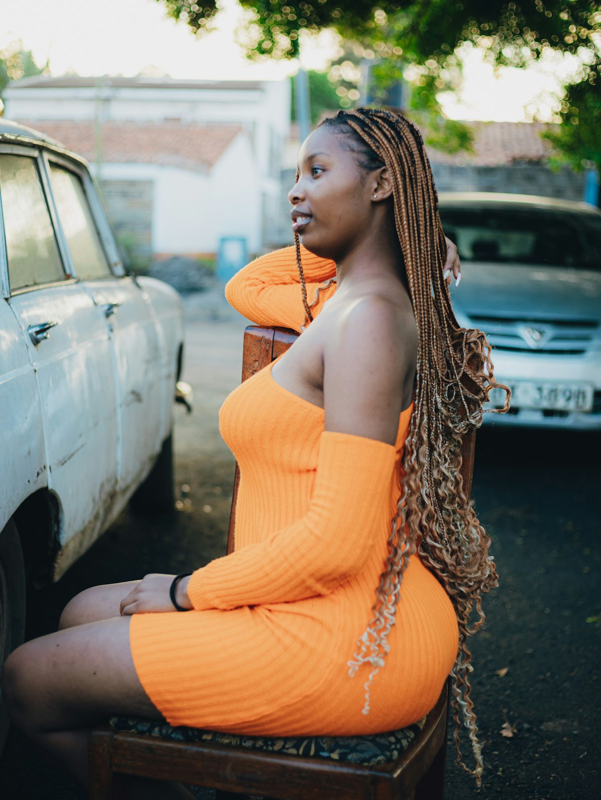 Golden knotless boho braids